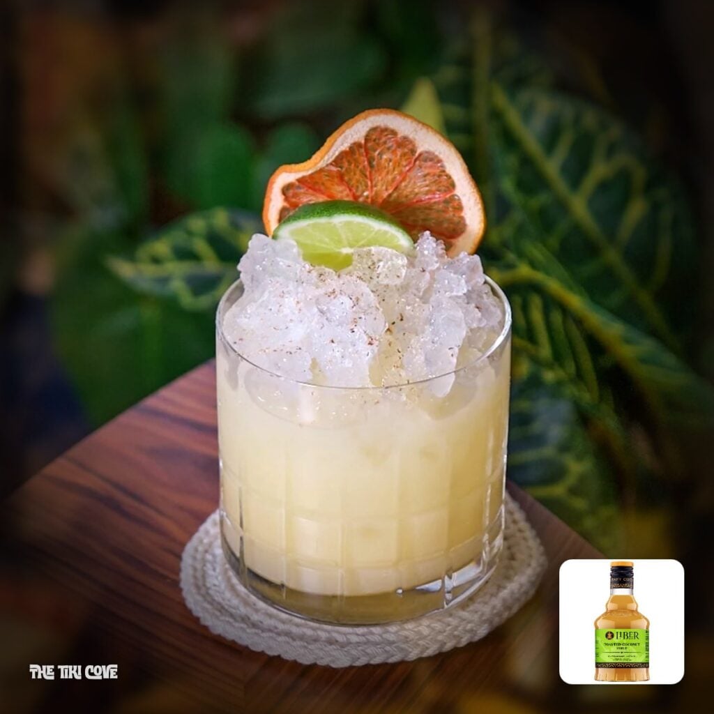 Painkiller cocktail made with Liber & Co. syrup