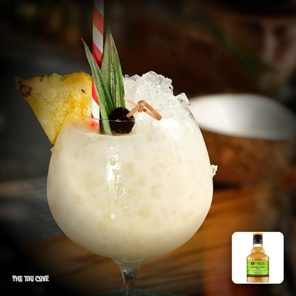 Piña Colada cocktail made with Liber & Co. syrup