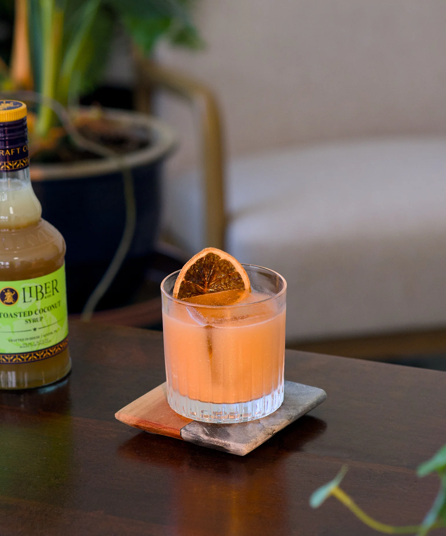 Cocktail with Toasted Coconut Syrup by Liber & Co.