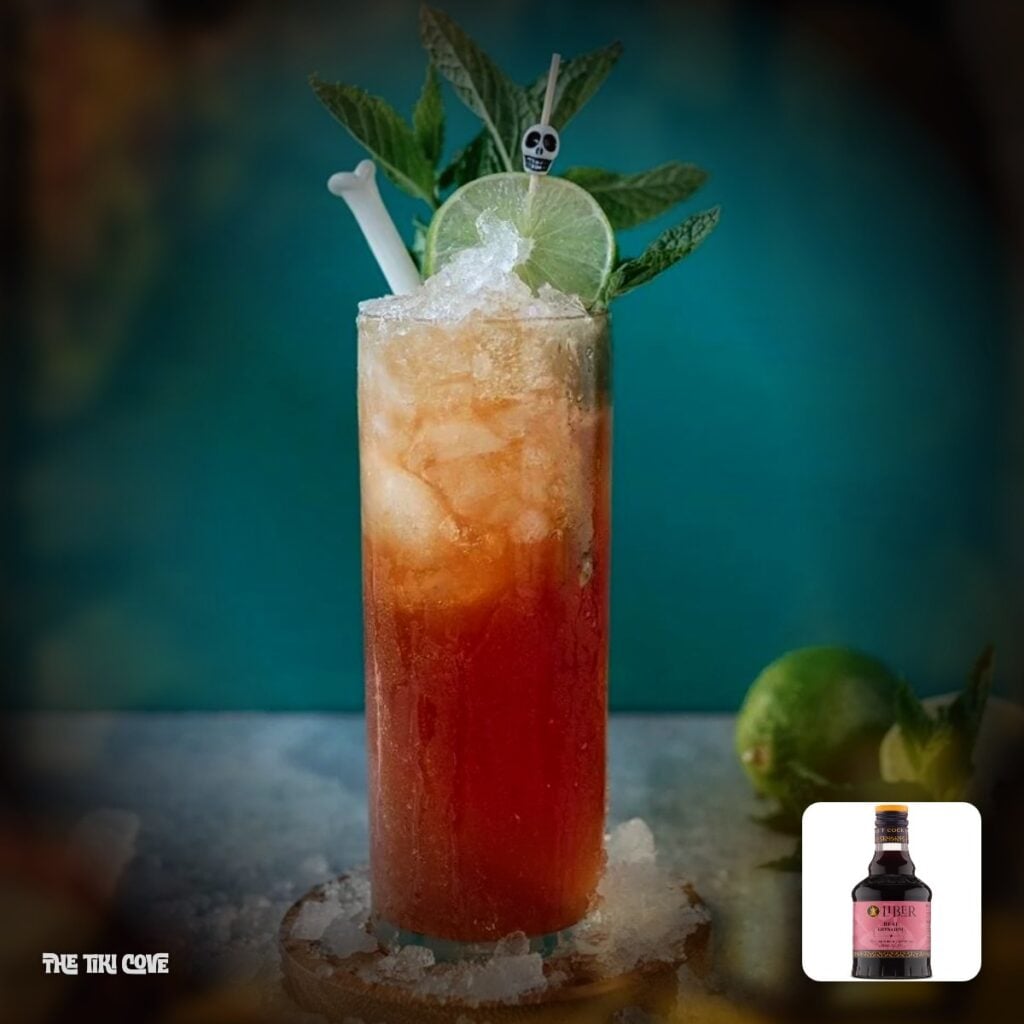 Zombie cocktail made with Liber & Co. syrup